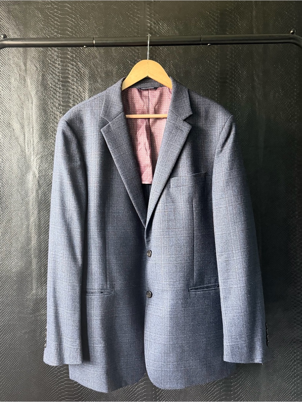 Ralph Lauren Tailored Sports Coat Blazer Blue Gray Plaid Men’s Size 44R 2 Button